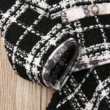 Toddler Baby Girl Long Sleeve Plaid Stitching Dress Set 2 Pcs