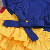 Baby Girl Fly Sleeve Patchwork Bowknot Ruffled Backless Romper 2 Pcs Sets