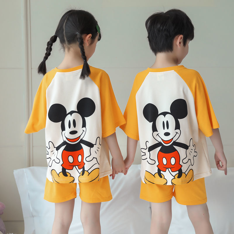 Kid Boys Girls Home Suit Pajamas Summer Thin Pure Cotton Short Sleeve Pajamas