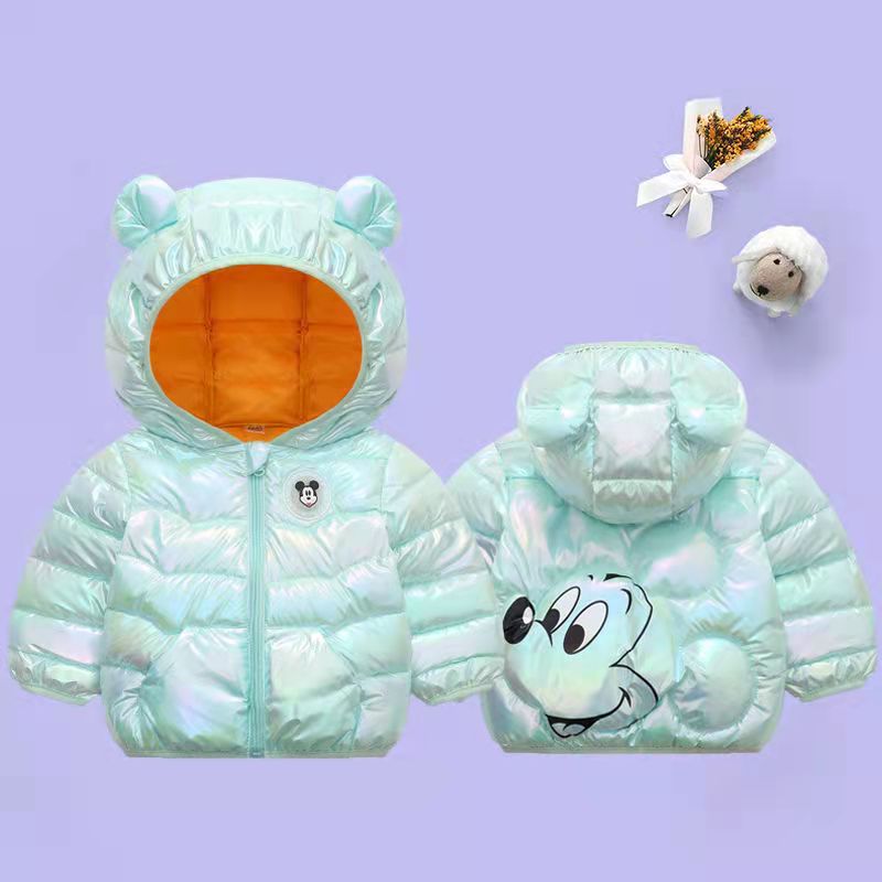 Baby Coat Boys Winter Jackets Fashion Bright Hooded Snowsuit 1-5Y