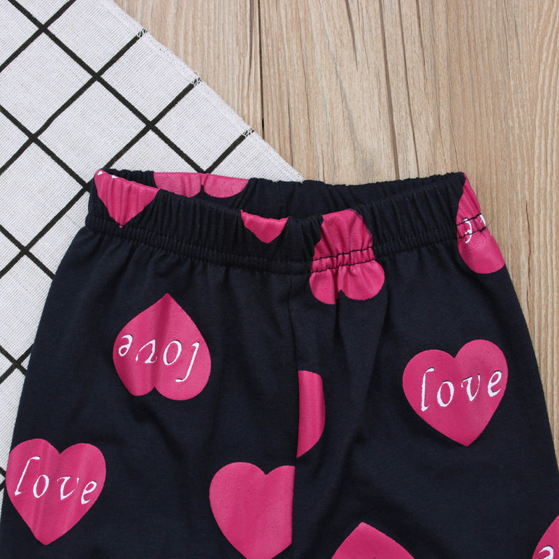Baby Girls Spring Autumn Valentine's Day Long Sleeve Pajamas 2 Pcs Sets