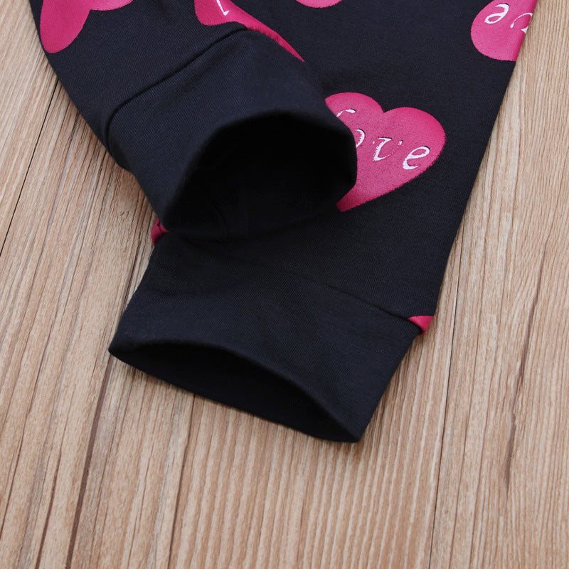 Baby Girls Spring Autumn Valentine's Day Long Sleeve Pajamas 2 Pcs Sets