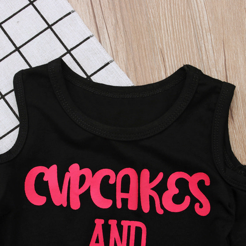 Kid Baby Girls Short Sleeve Letter Stripe Summer Rainbow 2 Pcs Sets