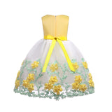 Kid Girl Mesh Gauze Bow Summer Gauze Flower Dresses