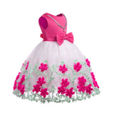 Kid Girl Mesh Gauze Bow Summer Gauze Flower Dresses