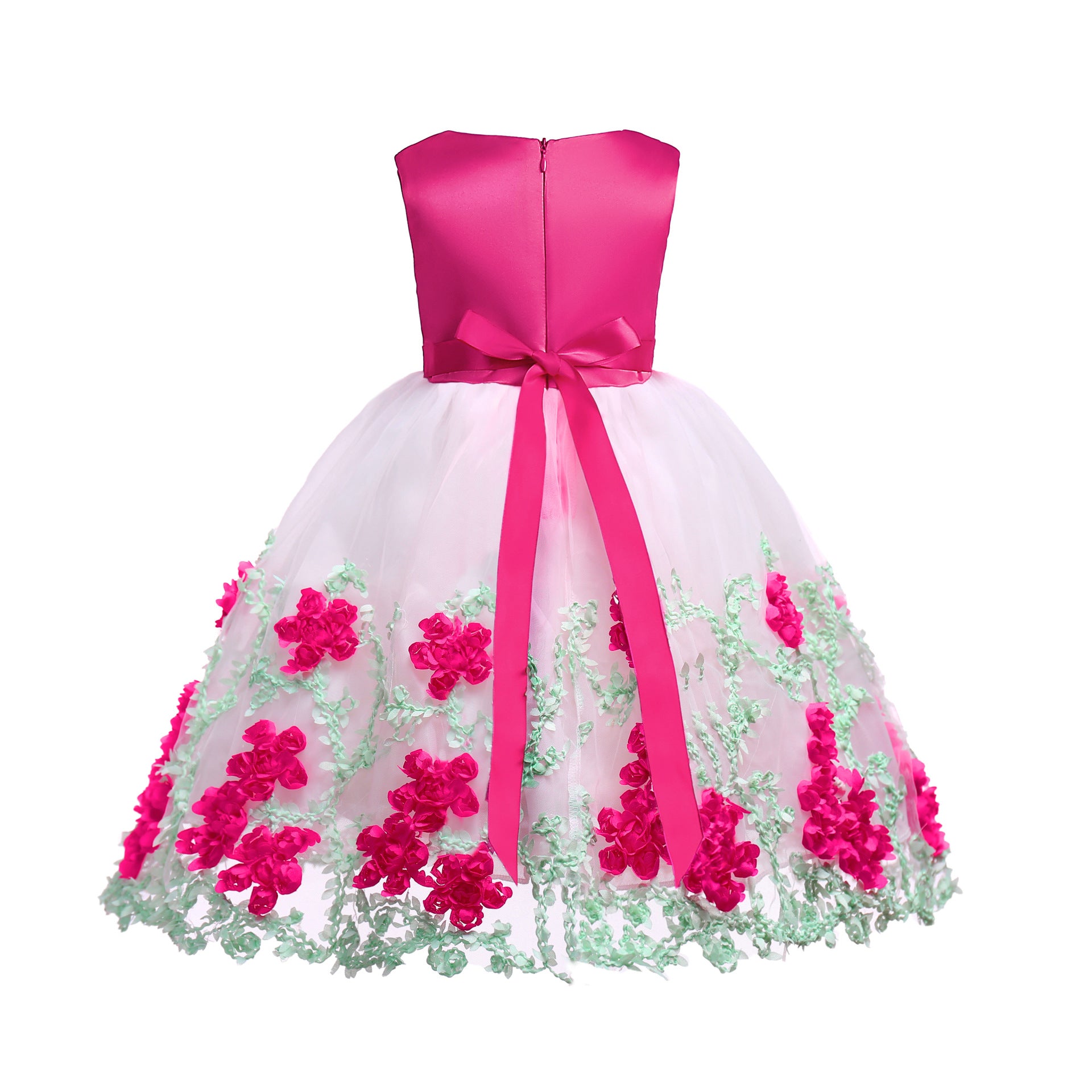 Kid Girl Mesh Gauze Bow Summer Gauze Flower Dresses
