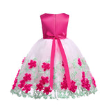 Kid Girl Mesh Gauze Bow Summer Gauze Flower Dresses