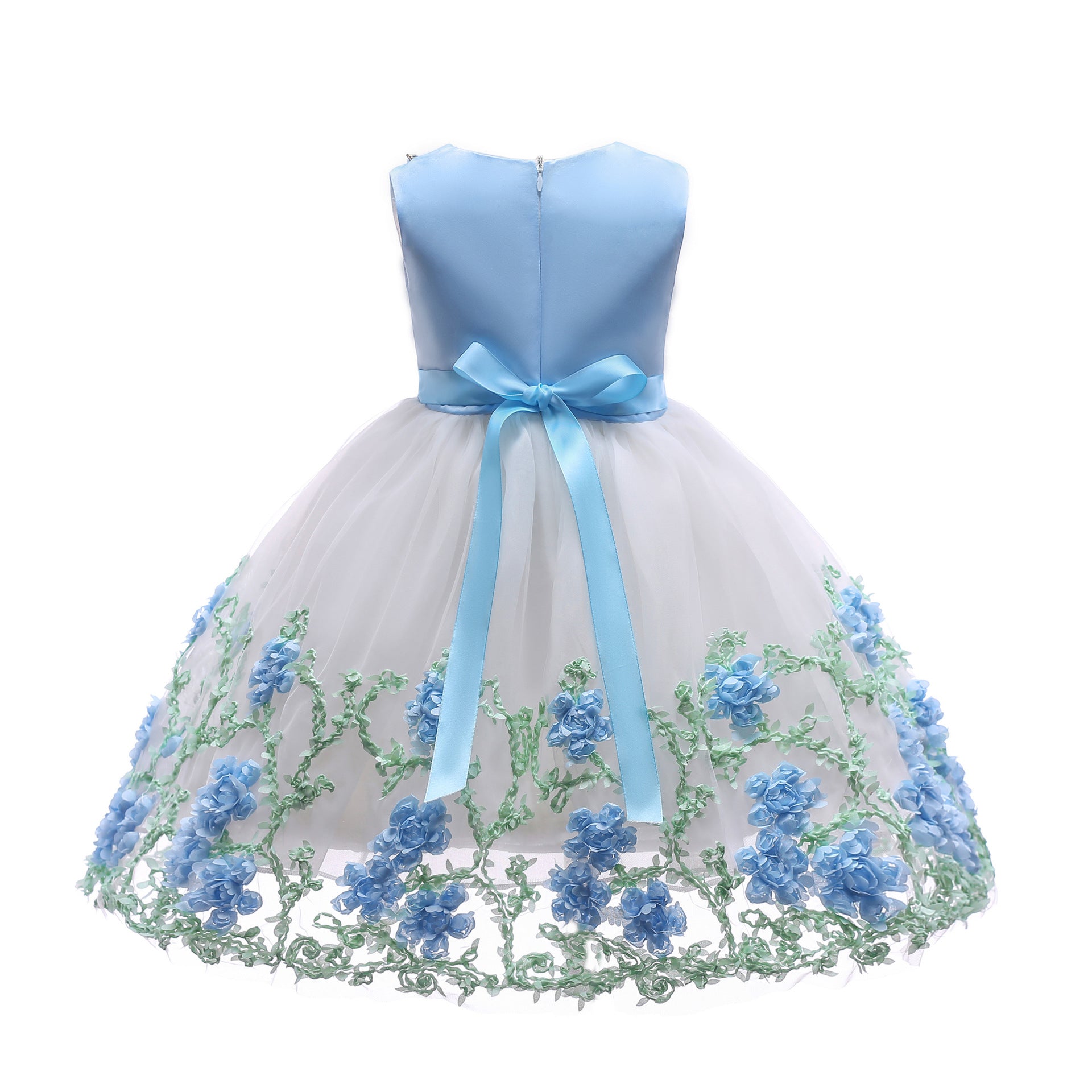 Kid Girl Mesh Gauze Bow Summer Gauze Flower Dresses