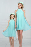 Family Matching Mother Daughter Summer Chiffon Lace Sleeveless Dress