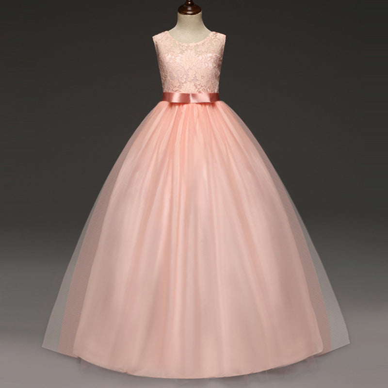 Kid Girl Princess Bow Party Formal Dress