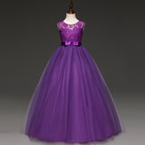 Kid Girl Princess Bow Lace Wedding Party Elegant Teenagers Bridesmaid Dresses