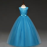 Kid Girl Princess Bow Lace Wedding Party Elegant Teenagers Bridesmaid Dresses