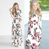 Family Matching Mother-daughter Printed Full Length Dress