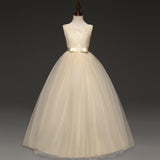 Kid Girl Princess Bow Lace Wedding Party Elegant Teenagers Bridesmaid Dresses