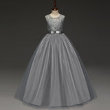 Kid Girl Princess Bow Lace Wedding Party Elegant Teenagers Bridesmaid Dresses