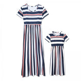 Family Matching Mother-daughter Dress Spring Stripe Stitching Dress
