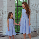 Family Matching Parent-child Bow-tie Plaid Dress