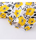 Baby Girl Flying Sleeve Ribbed Floral 3 Pcs Set