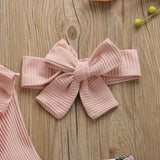 Baby Girls Knit Ruffle Long Sleeve 3Pcs Floral Sets