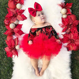 Newborn Baby Girl Flower Print Off Shoulder Valentine Sets 3 Pcs