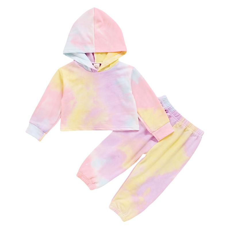 Kid Baby Girl Tie-Dyed Long Sleeve Outfits Set 2 Pcs