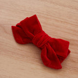 Baby Girls Solid Color Knitted Top Red Bow Sets 3 Pcs