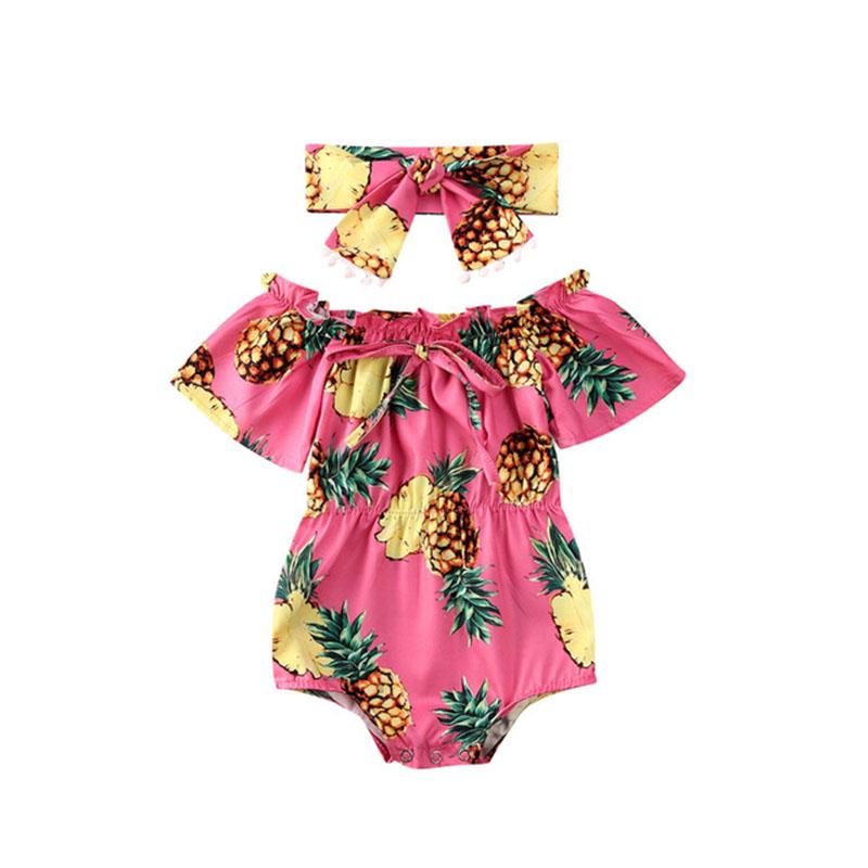 Baby Girl Off Shoulder Sunflower  Short Sleeve Romper 2 Pcs Set
