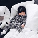 Baby Boy Girl Long Sleeve Camouflage Zip-Up Jumpsuit Romper