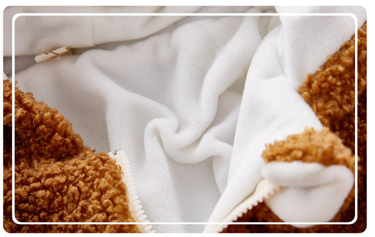 Baby Boy Warm Hazel Baby Onesie Plus Fleece Climbing Rompers