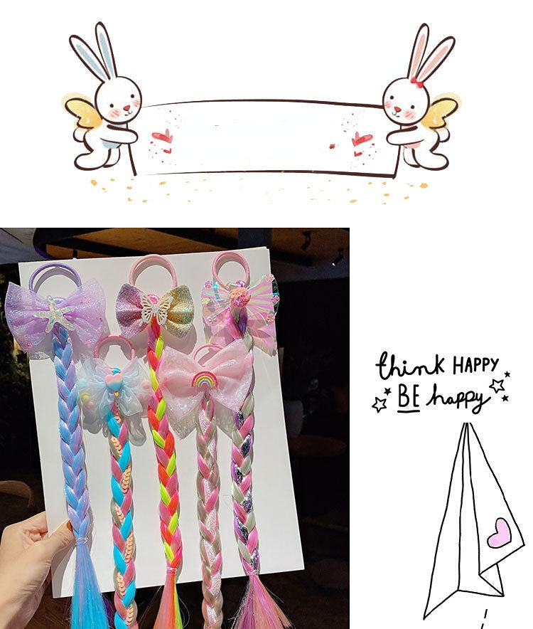Kid Girl Cartoon Hair Accessories Candy Braided Hair Wig Headwears