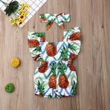 Baby Girl Floral Ruffle Sleeve Backless Romper 2Pcs Outfit Set