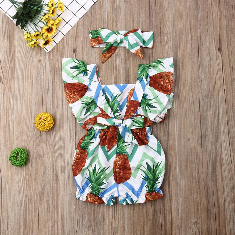 Baby Girl Floral Ruffle Sleeve Backless Romper 2Pcs Outfit Set