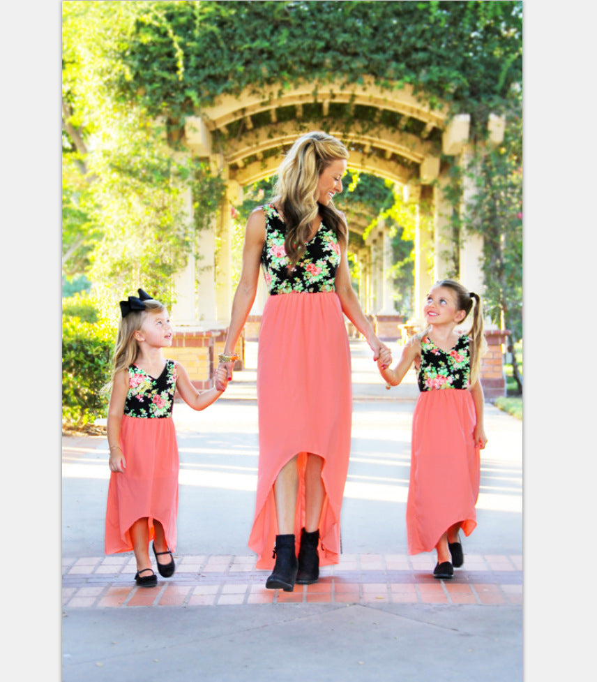 Family Matching Parent-child Digital Print Dress