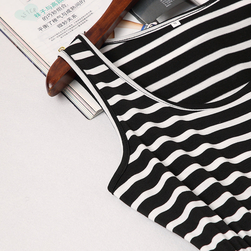 Family Matching Mother-daughter Spring/summer Stripe Stitching Dresses