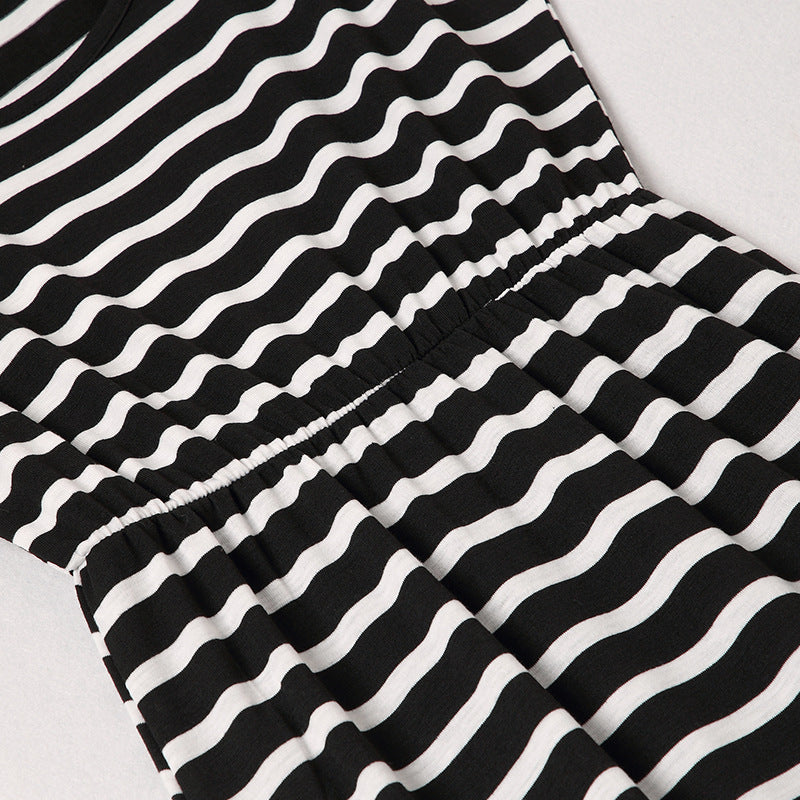 Family Matching Mother-daughter Spring/summer Stripe Stitching Dresses