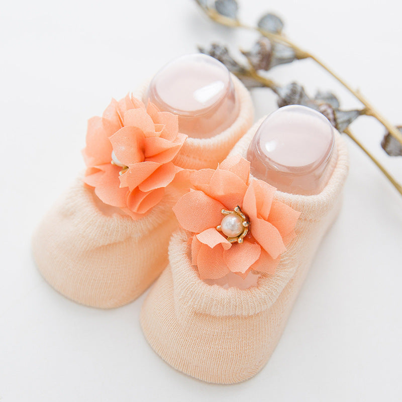 Newborn Baby Lace Flower Cotton Anti-Slip Kids Floor Socks
