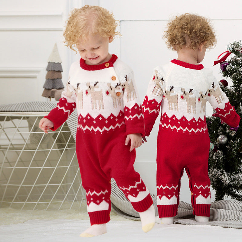 Ins Baby Elk Bodysuit Christmas Autumn Jumpsuits Rompers