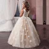 Kid Girls Pompous Lace Performance Princess Wedding Dresses