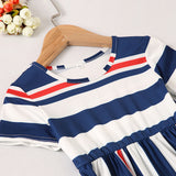 Family Matching Mother-daughter Dress Spring Stripe Stitching Dress