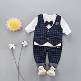 Kid Boy Plaid Gentleman Cute 3 Pcs