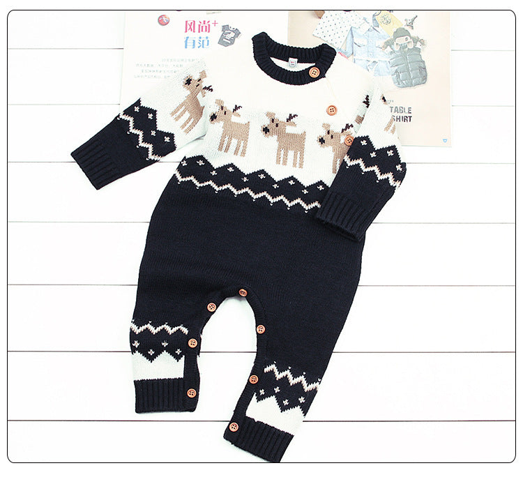 Ins Baby Elk Bodysuit Christmas Autumn Jumpsuits Rompers