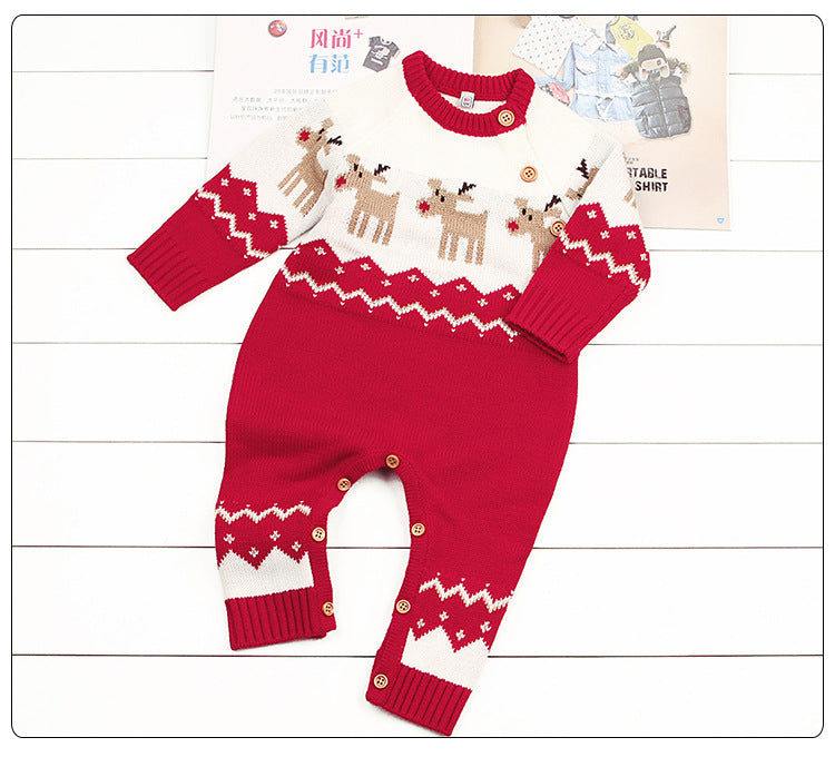Ins Baby Elk Bodysuit Christmas Autumn Jumpsuits Rompers