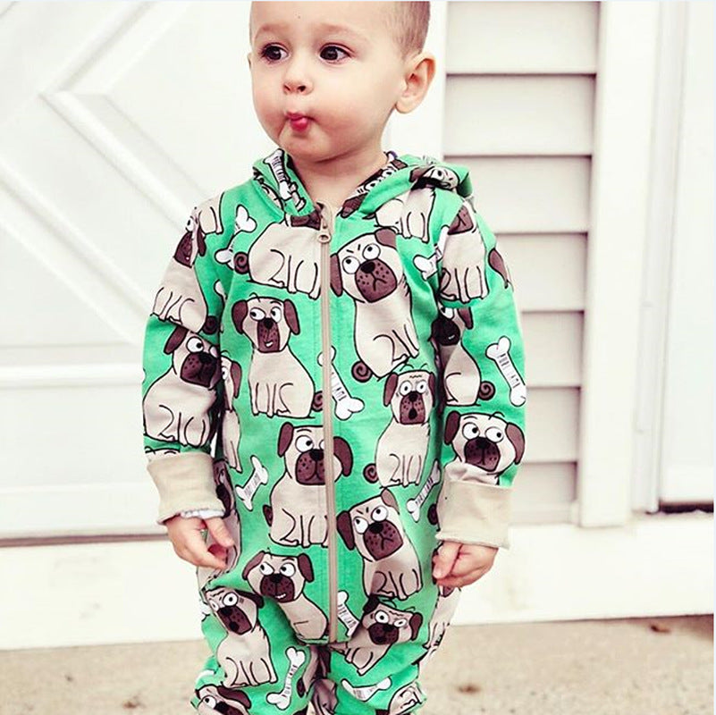 Baby New Fashion Doggie Creeper Zipper Jumpsuit Romper