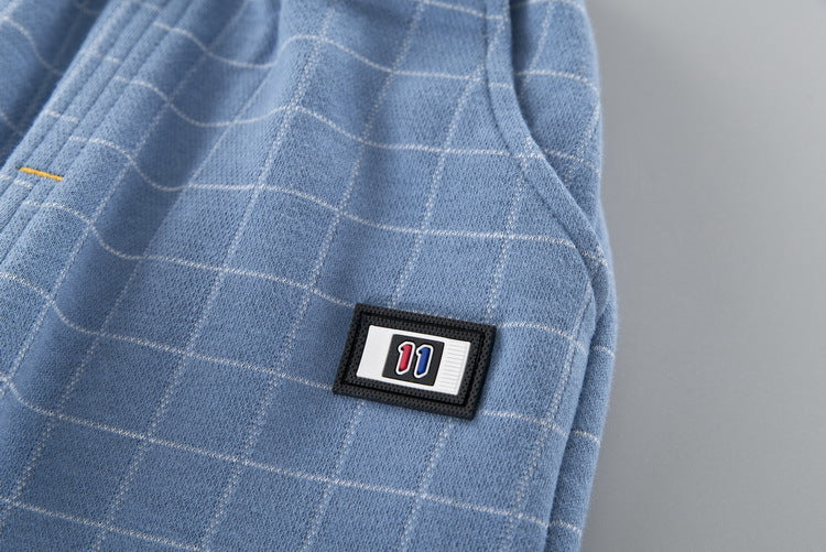 Kid Boy Plaid Gentleman Cute 3 Pcs