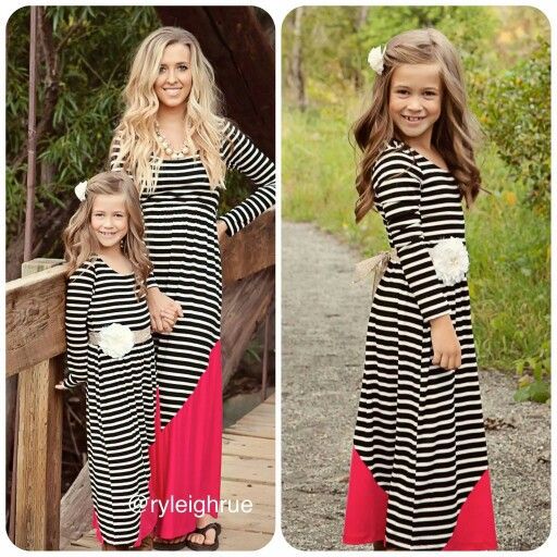 Family Matching Parent-child Mother-daughter Striped Long-sleeve Patchwork Dress