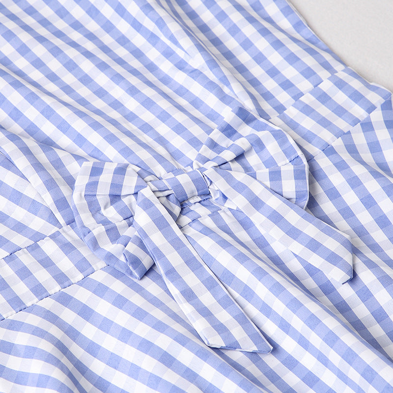 Family Matching Parent-child Bow-tie Plaid Dress
