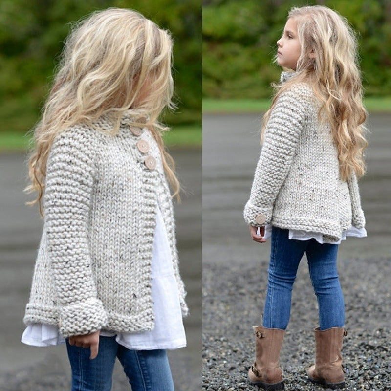 Spring Kids Girl Jacket Long-sleeved Tuxedo Knitted Sweater Coats