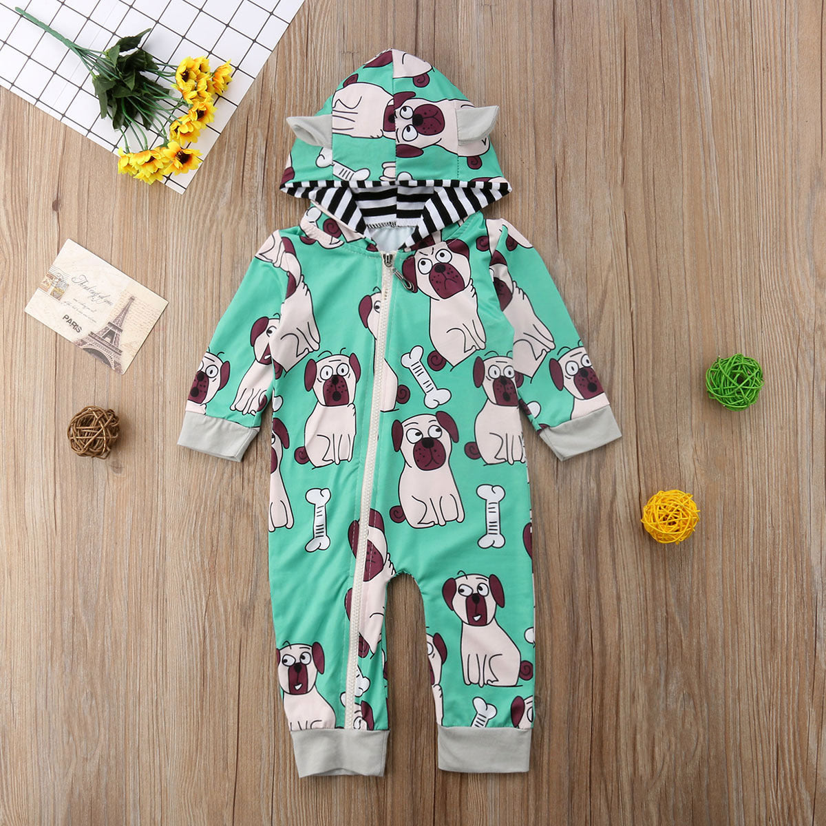 Baby New Fashion Doggie Creeper Zipper Jumpsuit Romper