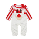 Baby Girl Cute Christmas Striped Elk Romper Jumpsuits