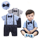 Baby Boy Gentleman Tuxedo Short Sleeve Summer Thin 3 Pcs Sets